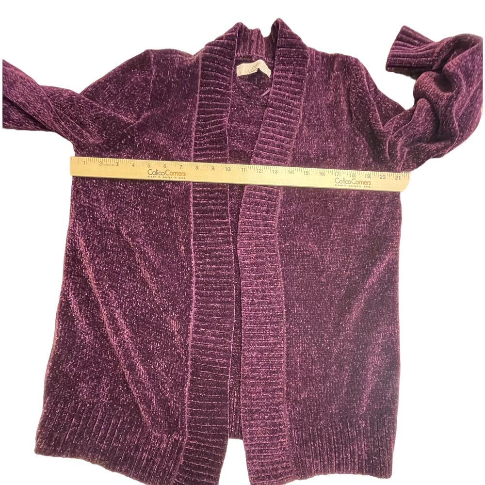 LOFT • Burgundy Chenille Open Front Cardigan Size Large - Picture 8 of 8